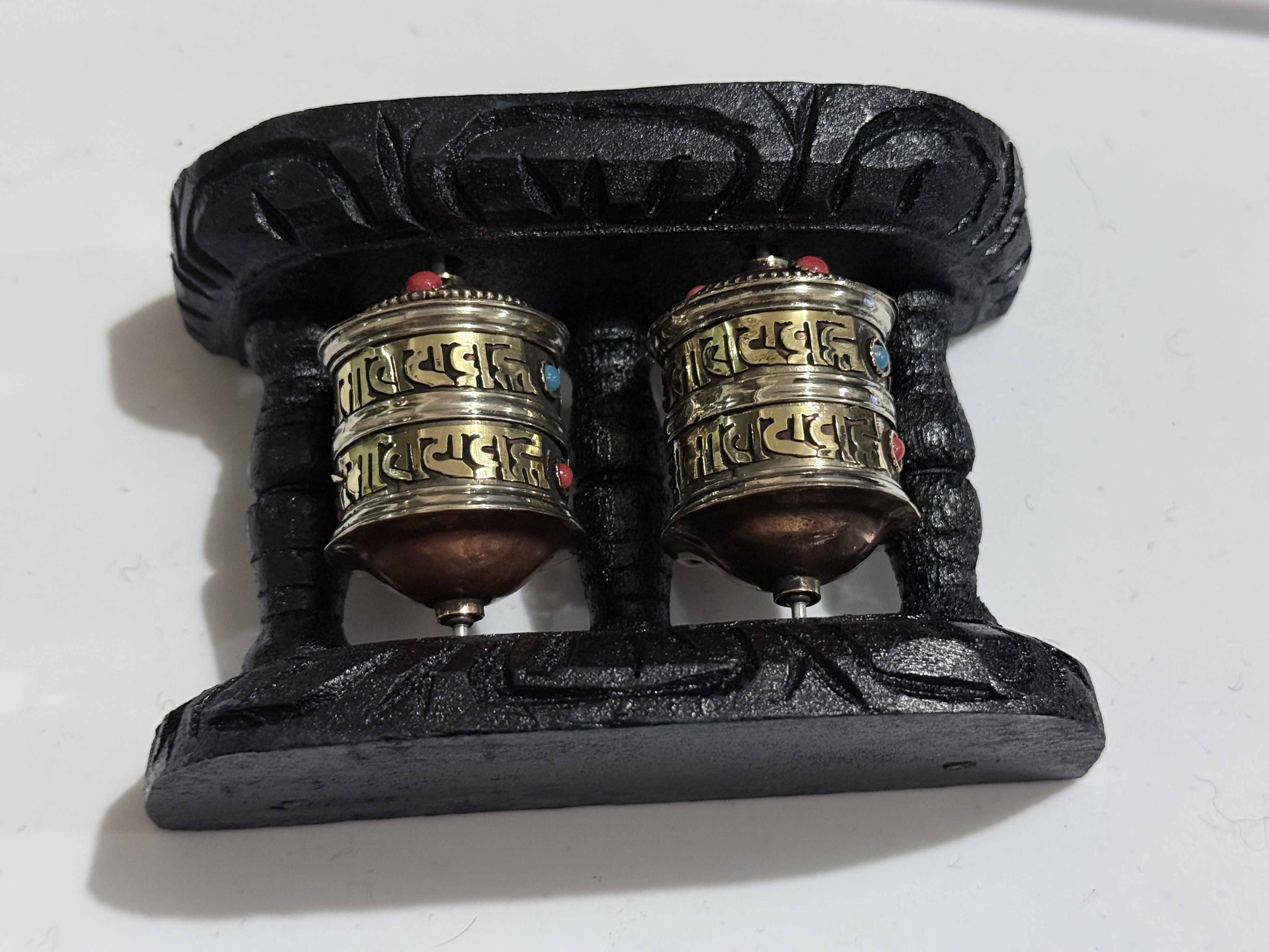 Twin Tibetan Prayer Wheel – Compact Spiritual Decor