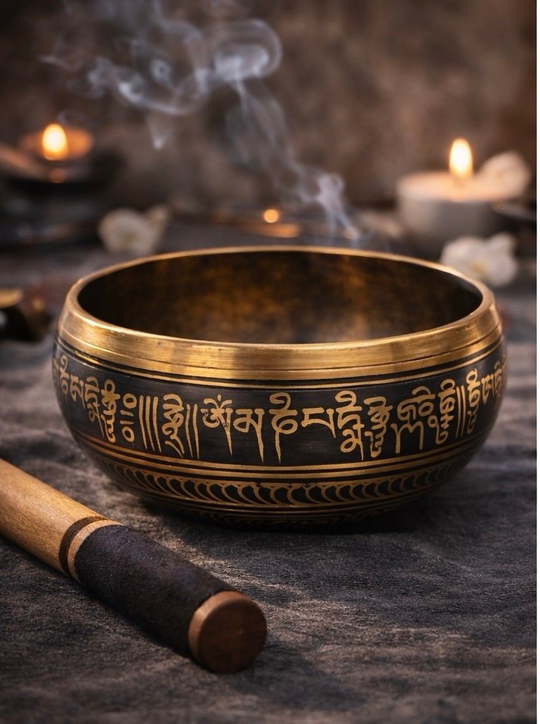 Engraved Meditation Singing Bowl – 14cm image 2