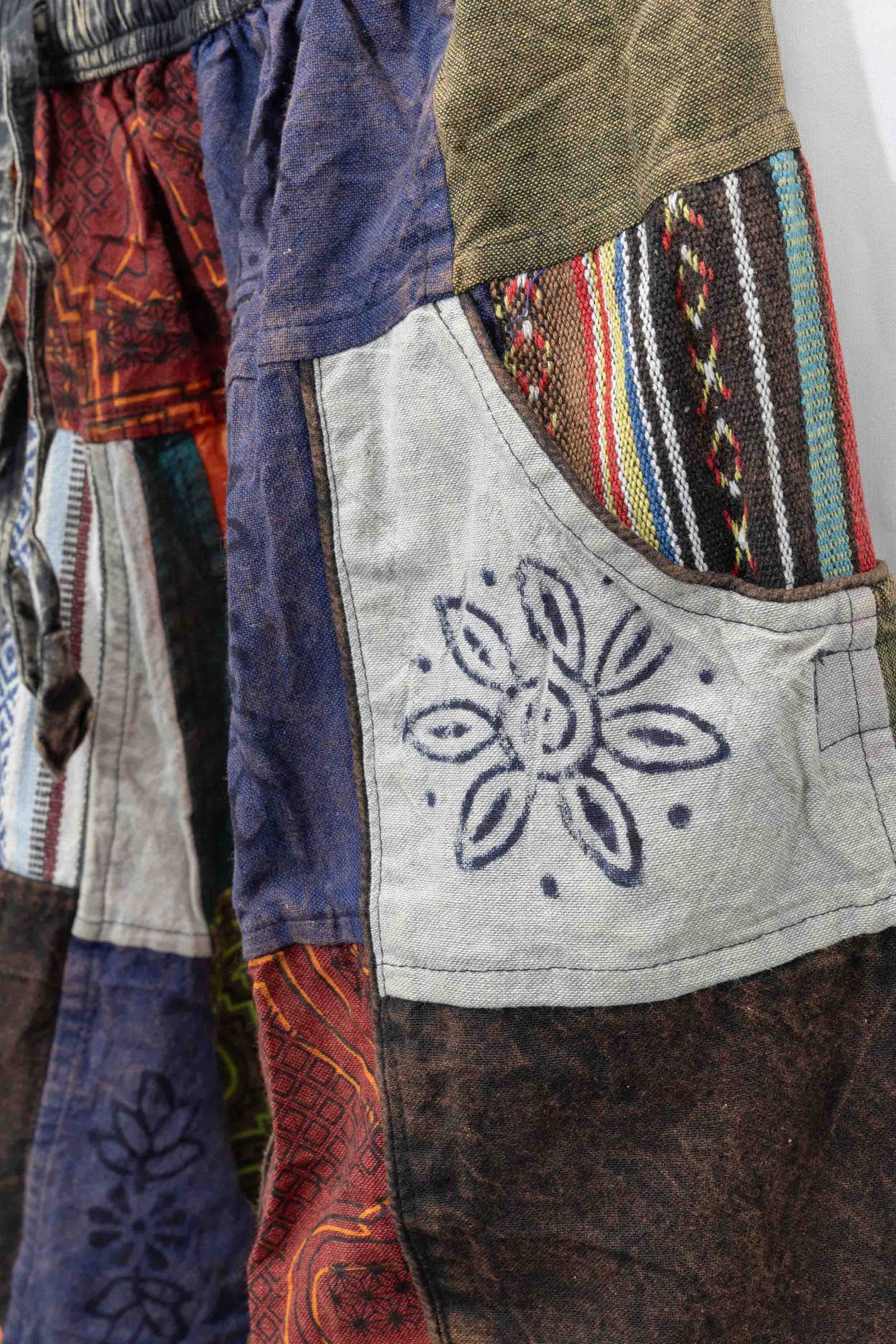 Nepalese Stonewashed Patchwork Harem Pants – Cotton Boho Trousers image 3