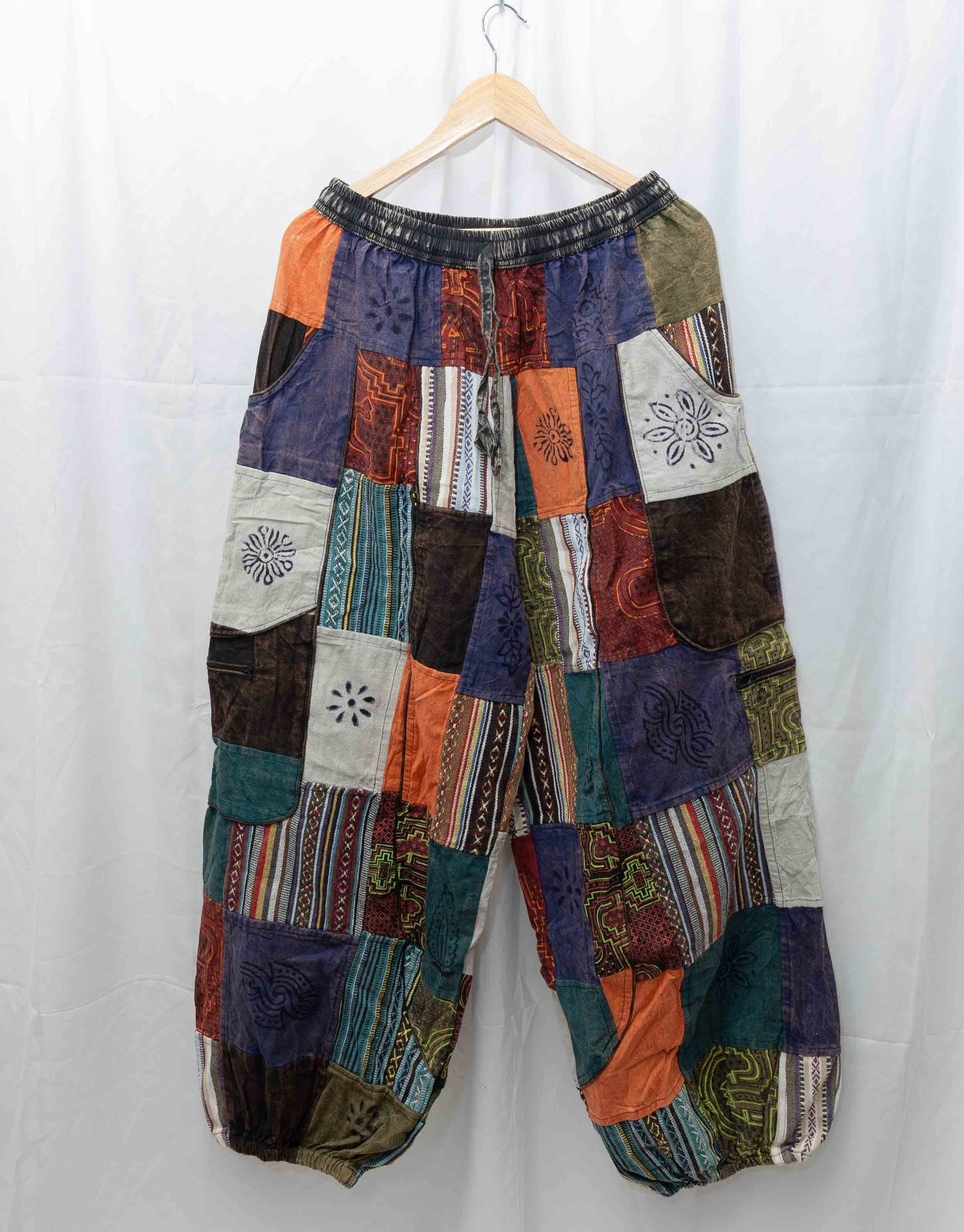 Nepalese Stonewashed Patchwork Harem Pants – Cotton Boho Trousers image 2