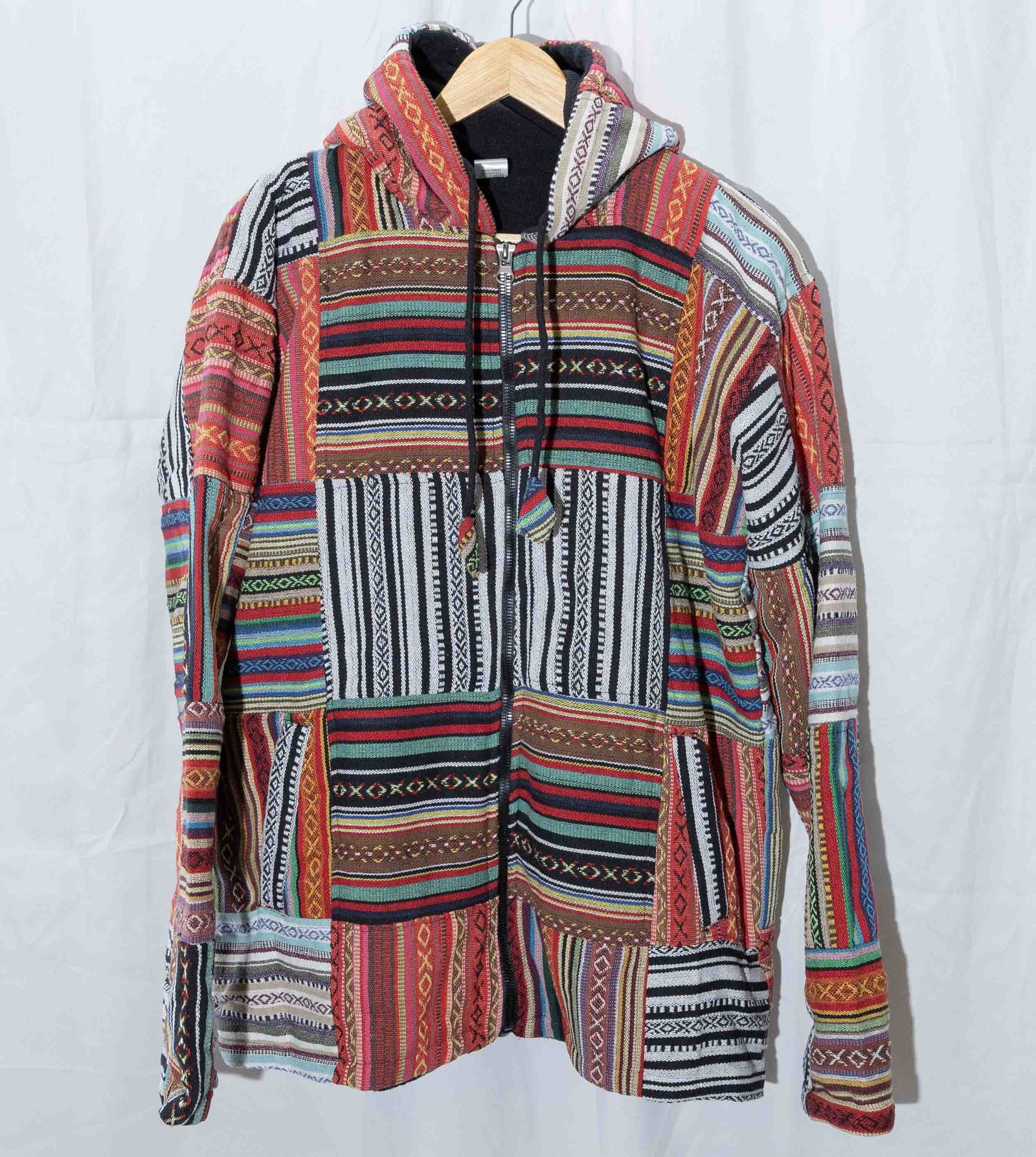 Himalayan Gheri Cotton Patchwork Hooded Jacket